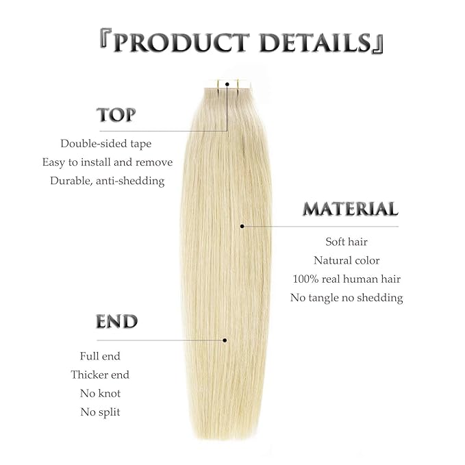 Anrosa Tape In Human Hair Extensions Premium Quality Silky Hair Natural 20 Inch 50g Tape In Hair Extensions Real Remy Human Human Hair 20Pcs