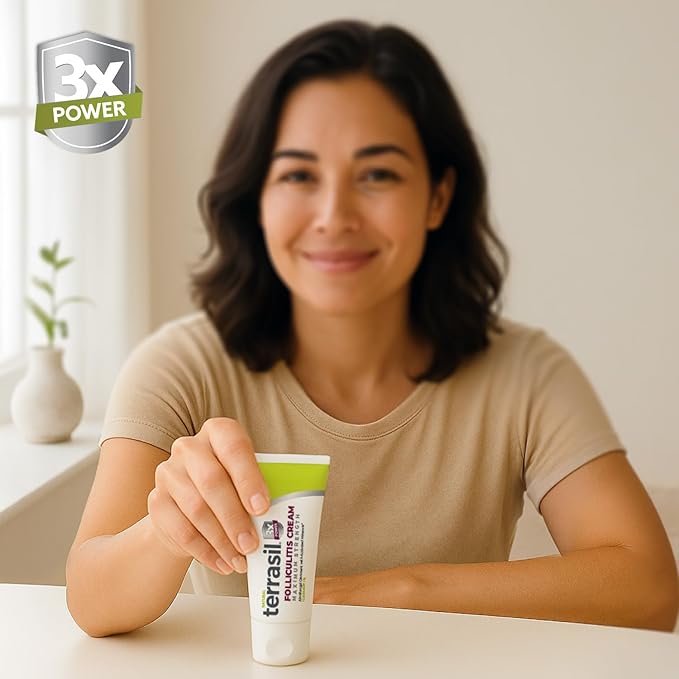 Terrasil Folliculitis Cream, Folliculitis Treatment of Ingrown Hair & Itching, Clinically Proven 1% Clotrimazole, Natural Ingredients, Scalp, Face & Body, Dermatologist Tested. (3 oz)