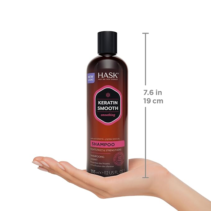 HASK Keratin Smoothing Shampoo + Conditioner Set | For All Hair Types, Sulfate-Free, Paraben-Free, Gluten-Free, Cruelty-Free, Color Safe