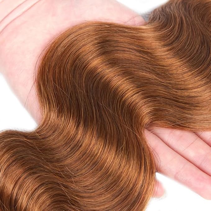 Brazilian Remy Human Hair Extensions - 30 Inch Brown Body Wave Bundles - Silky Soft, Unprocessed, Light Brown