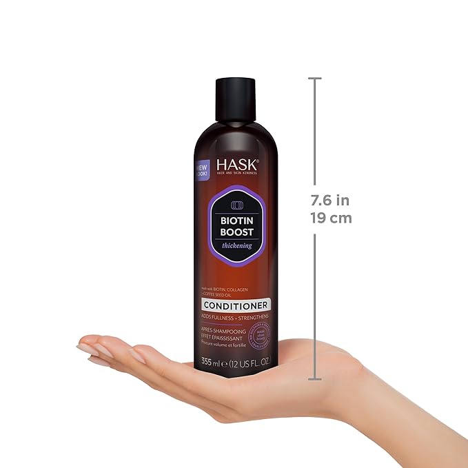 HASK Biotin Boost Thickening Shampoo + Conditioner Set | Adds Fullness, Strengthens, Volumizes, Sulfate-Free, Paraben-Free, Gluten-Free, Color Safe