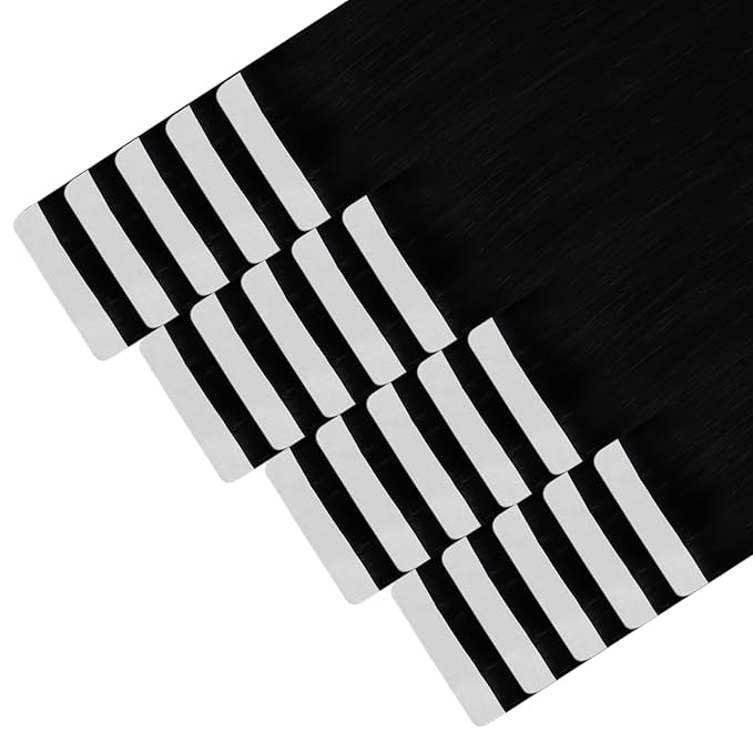 YoungSee Tape in Hair Extensions Human Hair Black Tapein Hair Extensions Real Human Hair Jet Black 20pcs 50g Black Human Hair Tape in Extensions Silky Straight 18 Inch Remy Hair Extensions Seamless