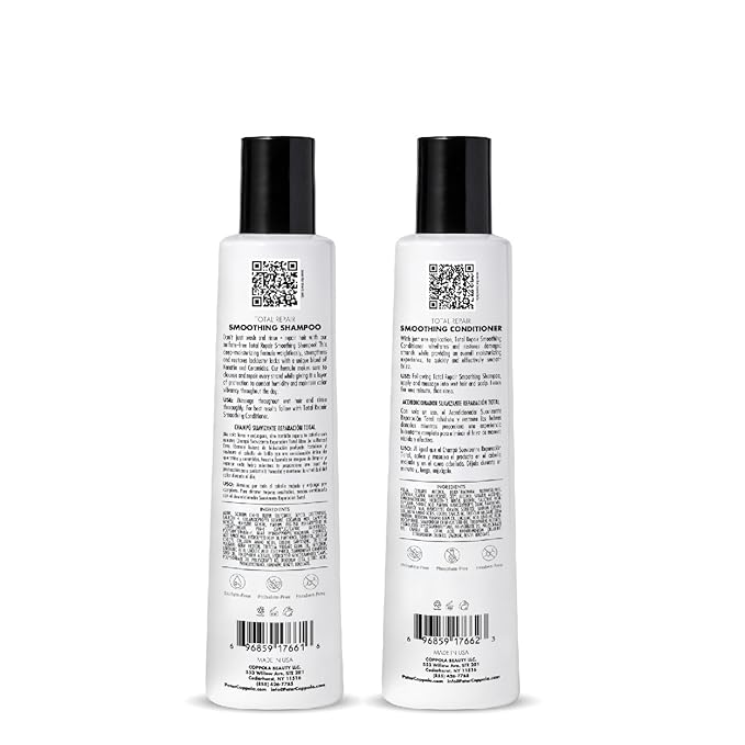 PETER COPPOLA Total Repair Shampoo & Conditioner Duo, Color-safe, Sodium Chloride-free Sulfate-free Shampoo For Color Treated Hair And Smoothing Conditioner – Keratin Treatment Aftercare (12 Fl Oz)