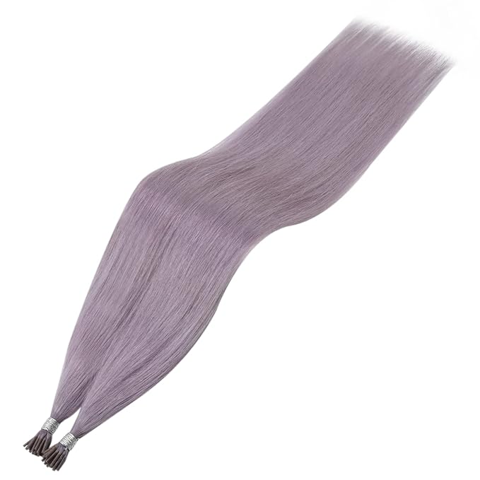 YoungSee Itip Hair Extension Real Human Hair Purple Itips Hair Extensions Real Human Hair Light Purple 24 Inch Tip Hair Extensions Color for Long Hair 25s 25g Stick Tip Hair Extensions Soft and Silky