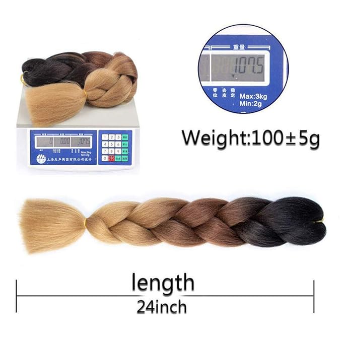 6 Packs Ombre Jumbo Braiding Hair Extensions 24 Inch High Temperature Synthetic Fiber Hair Extensions for Box Braids Braiding Hair (Orange)