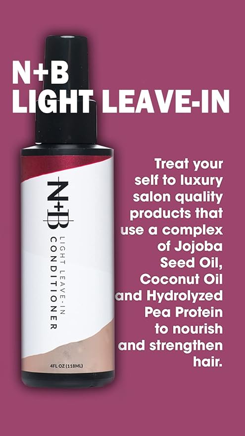 N+B Light Leave-In Conditioner & Detangler Spray | Curly, Straight, All Hair Types | Weightless No-Residue Moisturizer Repairs Dry Damaged Frizzy Hair | Sulfate & Paraben Free