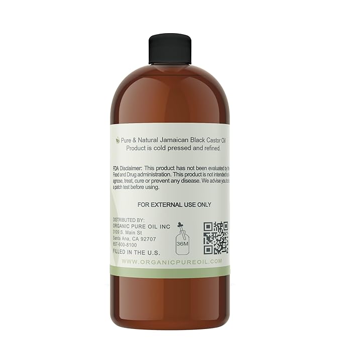 Jamaican Black Castor Oil - 32 OZ Pure, Cold Pressed, Filtered Hexane & Chemical Free, PBA-Free Plastic Caster - Hair Growth, Body, Skin - Brows, Lashes