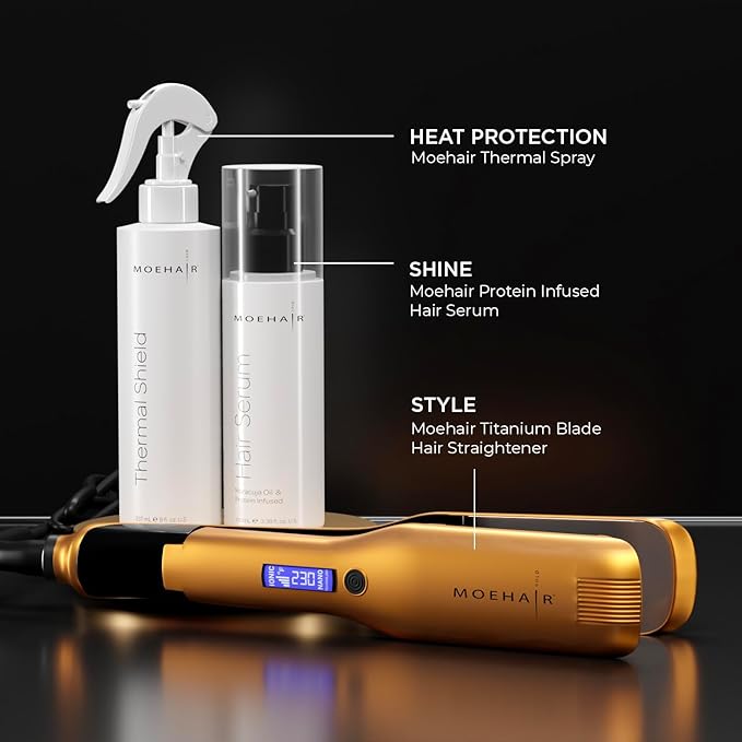 MOEHAIR Heat Protection Spray | Oil-rich Ingredients | Hair Dryer & Flat Iron Protectant | Strong, Shiny, Anti-frizz | Sulfate & Paraben-Free (8 Fl Oz)