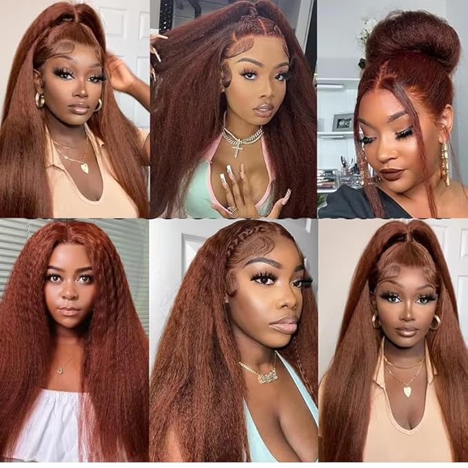 26 28 30 Inch Chocolate Brown Human Hair Bundles Brown Kinky Straight Bundles Niegmeag Hair Peruvian Grade 8A Virgin Hair Extensions Color 4 Kinky Straight Bundle 100g/Pc