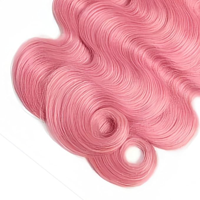 32 32 32 Inch Pink Body Wave Bundles Human Hair Light Pink Bundles Unprocessed Peruvian Virgin Remy Hair Extensions Niegmeag Hair Pure Pink Bundle