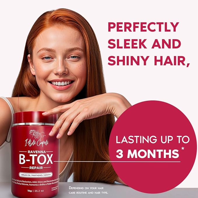 Ravenna Hair Straightening Kit – Repair Hair B-tox & Repair Oil – Anti-Frizz, Intense Hydration, Shine – Formaldehyde-Free – B-otox Hair Treament For All Hair Types (2-Pack)