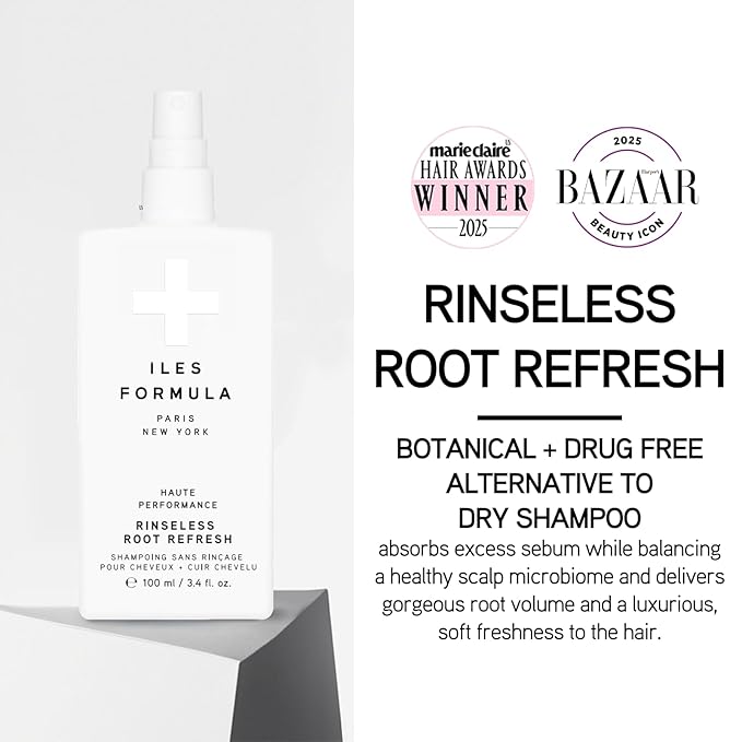 ILES FORMULA Rinseless Root Refresh – Liquid Alternative to Dry Shampoo Spray for Women & Men - Non-Aerosol, Residue Free, Salon Grade Botanical Formula for Oily Roots, Extensions & Clean Style