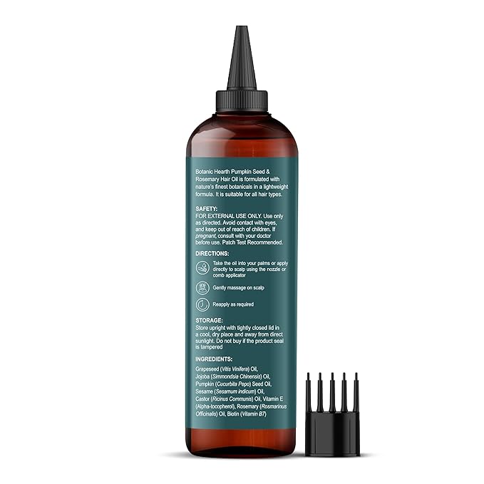 Botanic Hearth 100% Pure Pumpkin Seed Rosemary Oil For Hair Growth (6.7 fl oz)| Infused with Pumpkin, Rosemary, Castor | Hair Oil Repairs Dry Damaged Hair, Strengthening, Healthier Hair- Hair Tonic