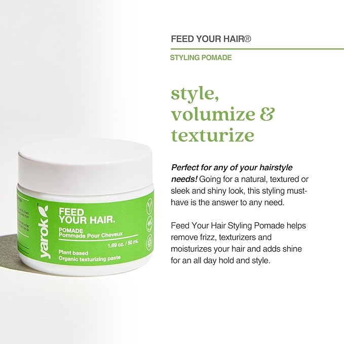 Yarok - Feed Your Hair Styling Pomade - Style, Volumize & Texturize - Firm Hold Whipped Pomade - Moisturizing Frizz-Control - Adds Shine - 100% Vegan - Gluten, Sulfate, Paraben & Cruelty Free - 1.69oz