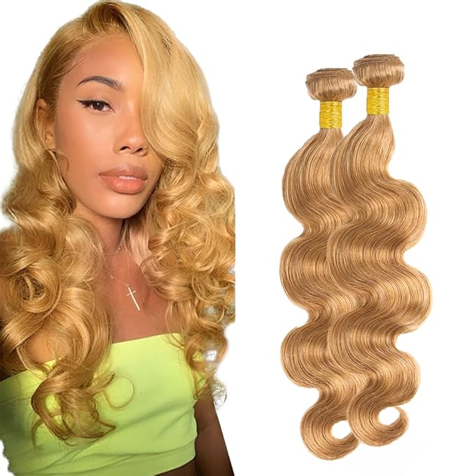 #27 Honey Blonde Bundles Body Wave Human Hair Bundles 30 32 Inch Unprocessed Brazilian Virgin Hair Weave 2 Bundles Blonde Body Wave Human Hair Extensions