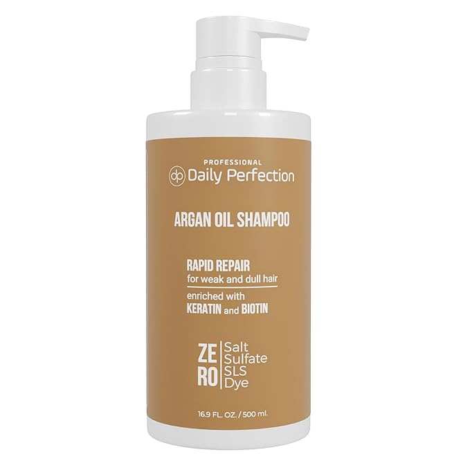 (dp) Argan Oil Shampoo – Repair & Protect Damaged Hair – Clean + Salon-Grade Formula with Biotin & Keratin