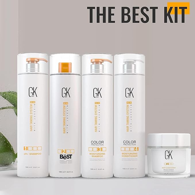 GK HAIR Global Keratin The Best Kit (33.8 Fl Oz/1000ml) Smoothing Keratin Hair Treatment Professional Brazilian Complex Blowout Straightening For Silky Smooth & Frizz Free Hair