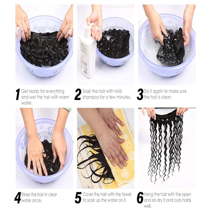 Water Wave Bundles Natural Black 10 12 14 Inch Brazilian Water Wave Bundles Human Hair Soft and Silky for Women