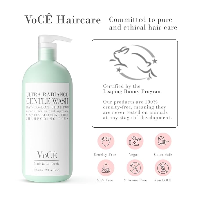 VoCÊ Haircare Gentle Wash Vegan & Cruelty-Free Shampoo | Clean Haircare, Color Safe, Paraben and Sulfate Free, Ultra Radiance, Hydrating, Shine Enhancing (32 oz | 946 ml)