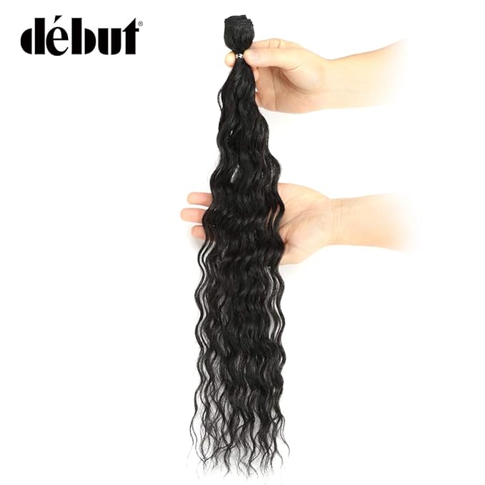 DÉBUT synthetic hair bundles with simple closure weave bundles with frontal swiss lace 9pcs Water Wave 20 inch 240g high temperature fiber