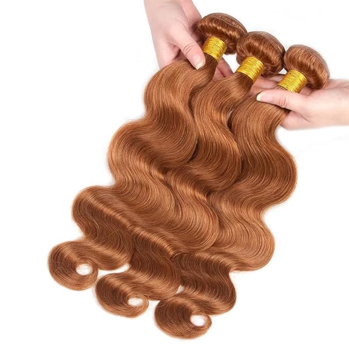 Brazilian Remy Human Hair Extensions - 30 Inch Brown Body Wave Bundles - Silky Soft, Unprocessed, Light Brown