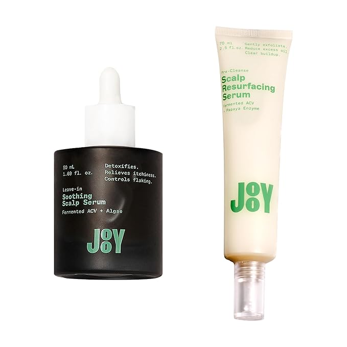 JooY Scalp Serum Duo | Soothing + Resurfacing Serum | Sensitive Scalp Relief + Pre-Cleanse Exfoliation | Niacinamide, Apple Cider Vinegar, Tea Tree, Salicylic Acid & Fermented Superfoods