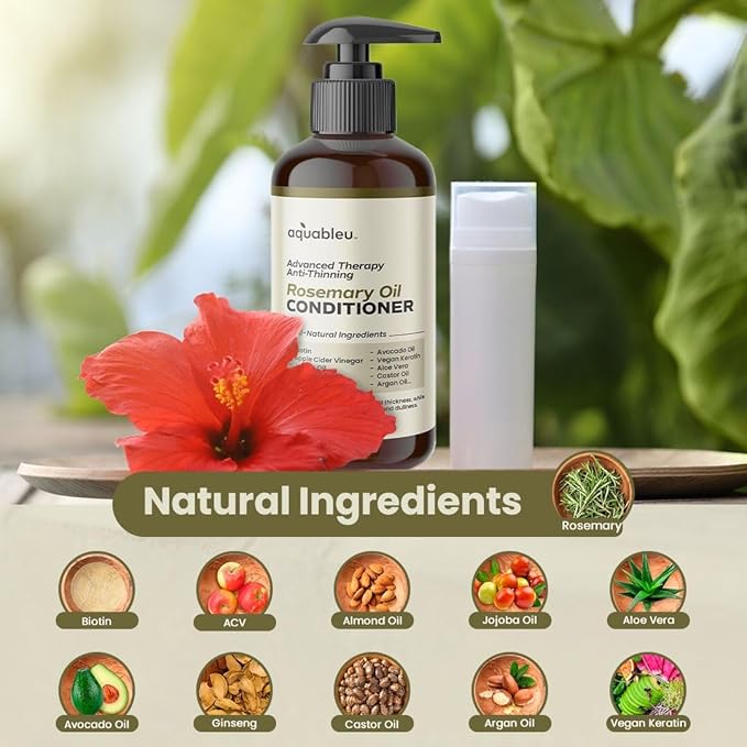Advanced Therapy Anti-Thinning Rosemary Oil Conditioner - Infused with 14 All-Natural Ingredients for Enhanced Volume, Strength, Thickness, and Nourishment (16oz)