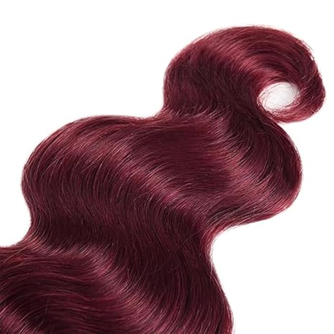 Wine Red Body Wave Bundles Human Hair Burgundy Color 99j Body Wave Bundles Brazilian Human Hair Weave Extensions Soft and Silky for Black Women 30 30 30 Inch