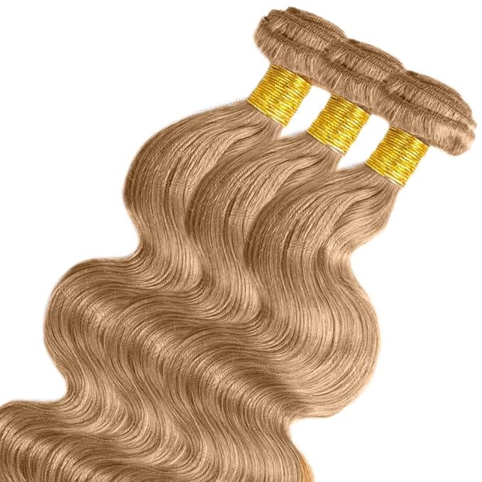 #22 Blonde Bundles Human Hair Body Wave Bundles 32 Inch Human Hair Weave 1 Bundle Unprocessed Brazilian Virgin Hair Ash Blonde Body Wave Human Hair Extensions 50 Grams/Bundle