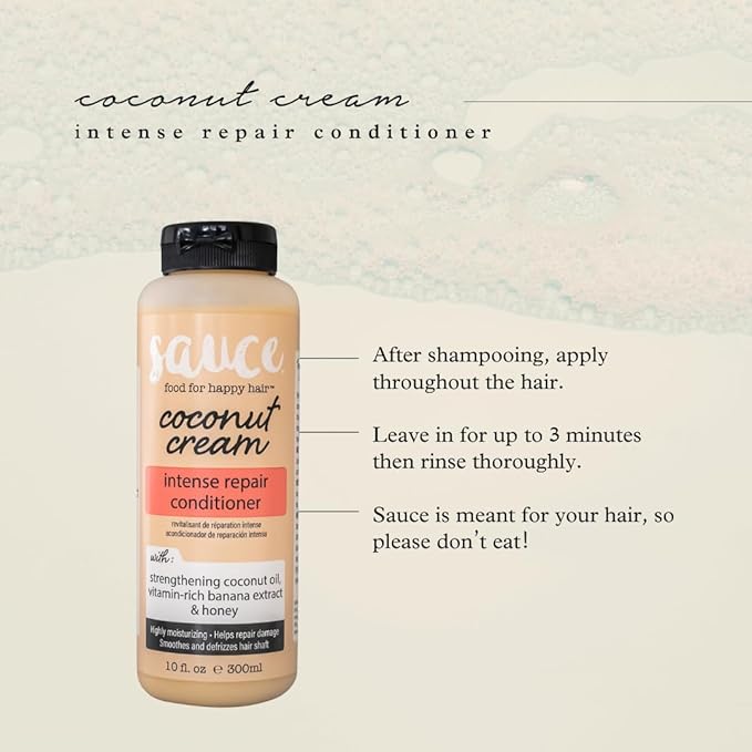 SAUCE BEAUTY Conditioner, Intense Repair Coconut Cream Conditioner (10 Fl Oz) for Dry, Damaged, Frizzy & Curly Hair, Revitalizing Coconut Oil, Banana & Honey, Paraben & Sulfate-Free
