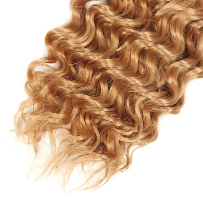 #27 Blonde Bundles Human Hair Deep Wave Bundles 32 34 Inch Unprocessed Brazilian Virgin Hair Weave 2 Bundle Honey Blonde Human Hair Extensions