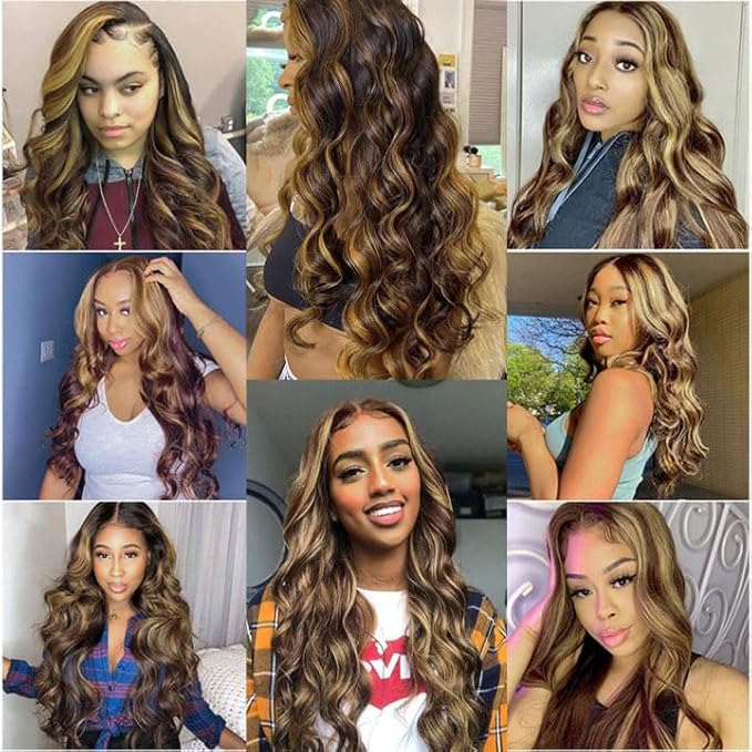 34 Inch Highlight Bundles Human Hair Blonde Bundles P1B/27 Body Wave Bundles Highlight Human Hair Bundles Honey Blonde Bundles