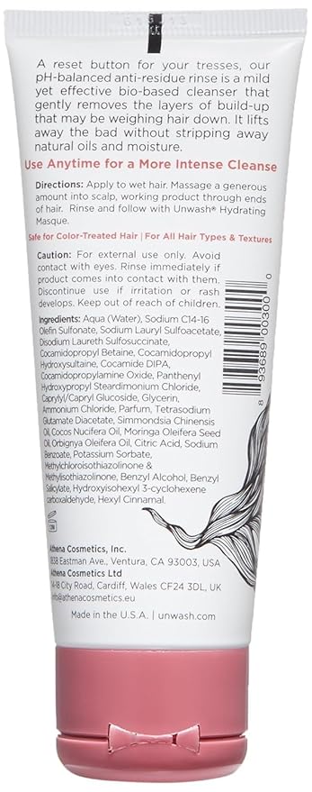 unwash Anti Residue Hair Cleanser: Gentle pH Balanced Clarifying Shampoo, Removes Build-up, Moisture Balancing, Hair Detox, 2.5 Fl oz (1 Pack)
