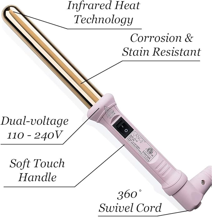 L'ANGE HAIR Ondulé 25MM Titanium Curling Wand | Professional Hot Tools Curling Iron 1 Inch | Salon Hair Styling Wands for Beach Waves | Best Hair Curler Wand for Frizz-Free, Lasting Curls