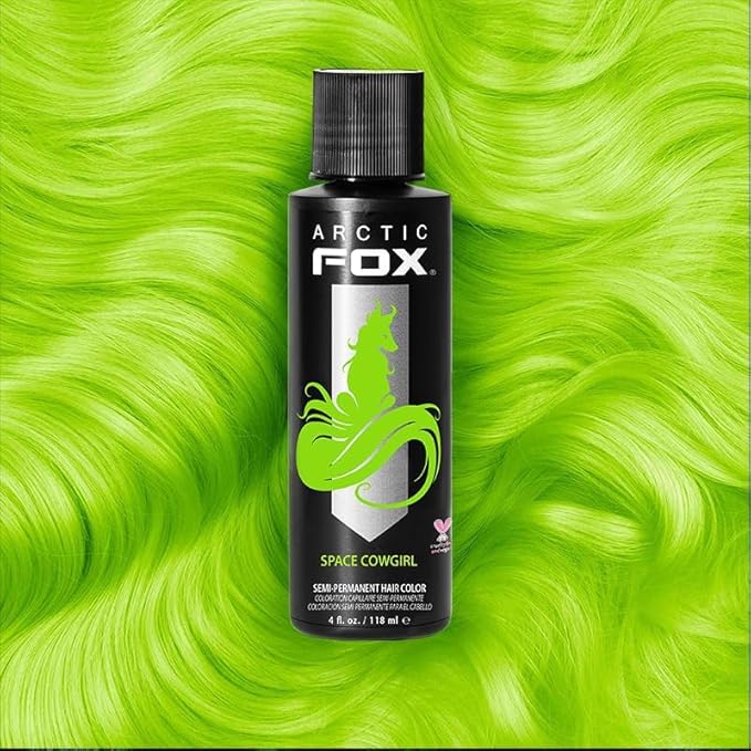 Arctic Fox Semi-Permanent Hair Dye, Vegan & Cruelty-Free, Vibrant Electric Green, Ammonia-Free, Peroxide-Free, Space Cowgirl, 4 Fl Oz (Pack of 2)