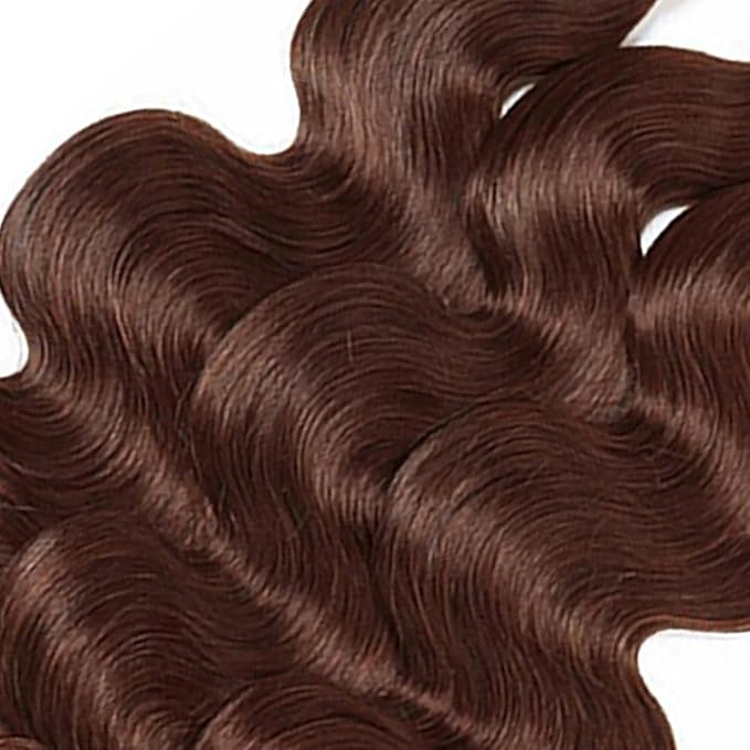 #4 Brown Bundles Human Hair Body Wave Bundles 24 26 28 Inch Human Hair Weave 3 Bundle Unprocessed Brazilian Virgin Hair Dark Brown Body Wave Human Hair Extensions 50 Grams/Bundle