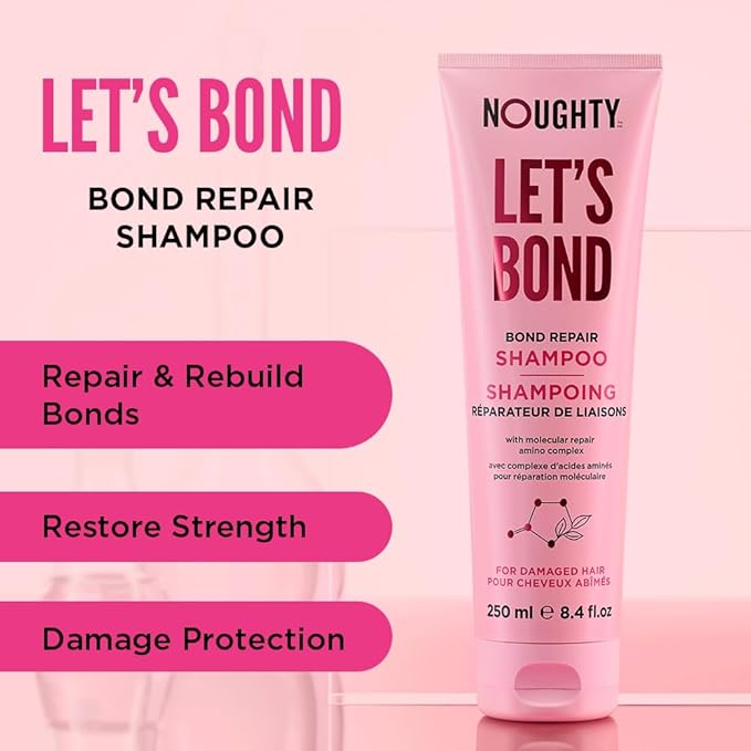 Noughty Let's Bond Builder Shampoo for Repair, Restorative Formula for Chemically Treated and Colored Hair, Strengthening Formula to Reduce Breakage and Protect Color for Longer, 250ml