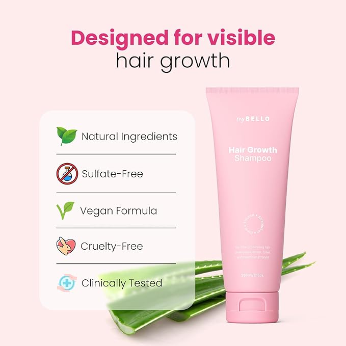 Hair Growth Shampoo | Natural Hair Thickening & Scalp Detox | Aloe Vera, Turmeric, and Urucum Extract | Sulfate-Free, Vegan, Anti-Hair Fall Formula | For Any Hair Type