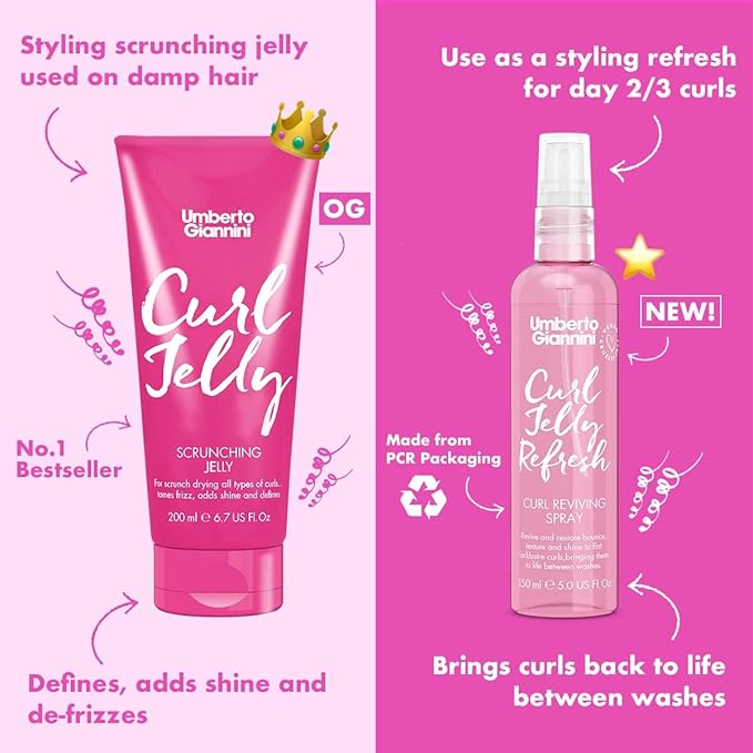 Umberto Giannini Curl Jelly - Vegan, Frizz Control Hair Styling Agent for Curly or Wavy Hair
