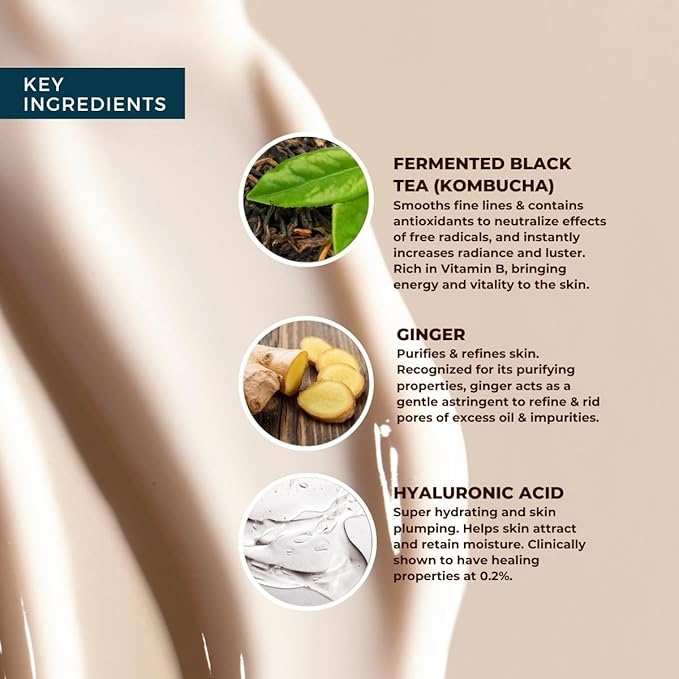 JUARA: Sweet Black Tea & Ginger Oil-Free Moisturizer | Matte Finish Lotion Reduces Shine | Deluxe Moisturizing Facial Treatment | Plumping Hyaluronic Acid | Paraben & Sulfate Free | Vegetarian | 1.7oz