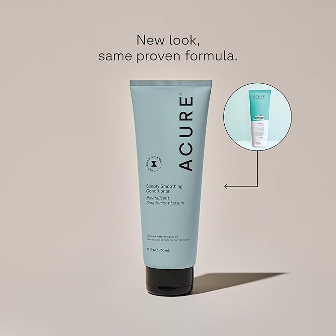 Acure Simply Smoothing Conditioner - Hydrating & Moisturizing Conditioner for Women & Men, Detangling & Softening for Dry, Frizzy, Damaged, Thin & Thick Hair, Sulfate & Paraben Free, Vegan - 8 fl oz