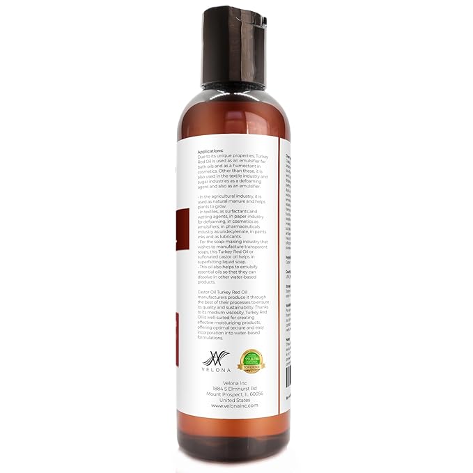velona Castor Oil Turkey Red 4 fl oz | 100% Pure and Natural Carrier Oil | Cold Pressed | Hair, Body and Skin Care | Use Today - Enjoy Results