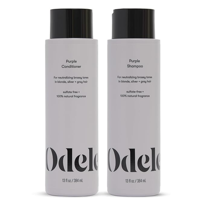 Sulfate-Free Purple Shampoo & Conditioner Set for Neutralizing Brassy Tones in Blonde, Silver + Gray Hair, 13 Fl Oz Each (2-Pack)