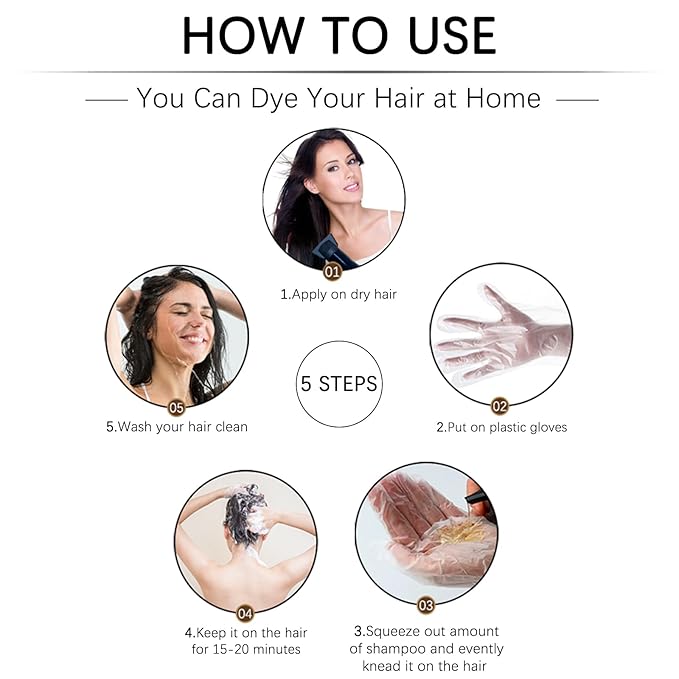 Instant Dark Wine Red Hair Dye Shampoo 3 in 1 for Gray Hair, Natural Hair Color Shampoo for Men & Women, 17.6 FL OZ Herbal Red Hair Shampoo & Red Hair Dye Colors in Minutes