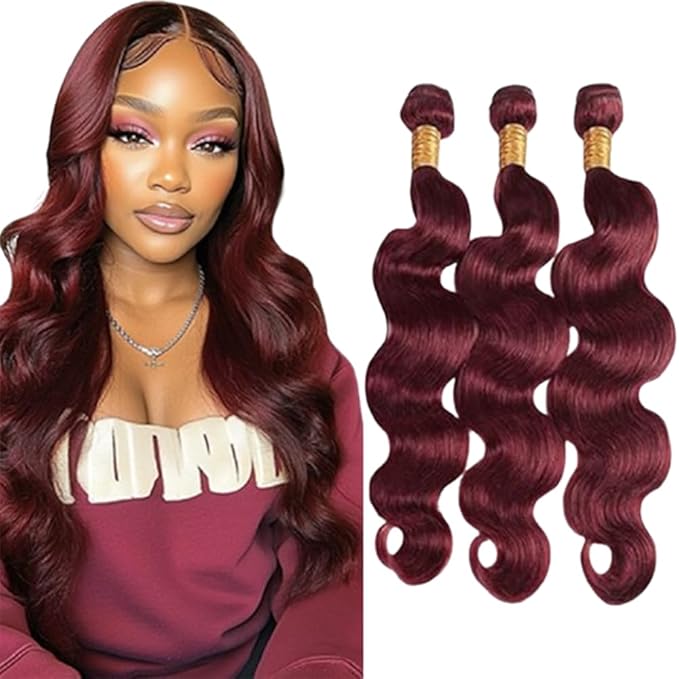 Burgundy Body Wave Bundles Color 99j Body Wave Bundles Hair Wine Red Brazilian Wet and Wavy Soft Silky for Woman 10 12 14 Inch