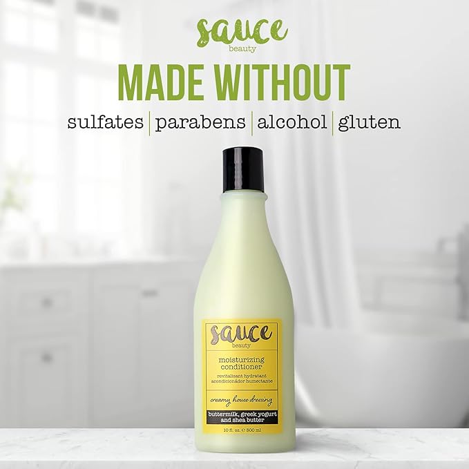 SAUCE BEAUTY Creamy House Dressing Hair Conditioner for Curly Hair, Fine to Medium Hair - Frizz Control Detangler (10 Fl Oz) | Moisturizing, with Shea Butter, Buttermilk, Greek Yogurt