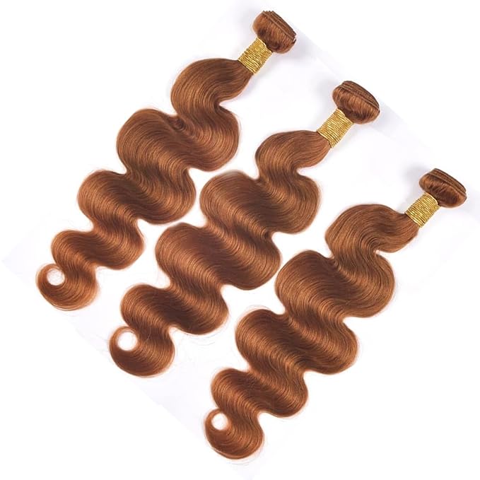 Brazilian Remy Human Hair Extensions - 30 Inch Brown Body Wave Bundles - Silky Soft, Unprocessed, Light Brown