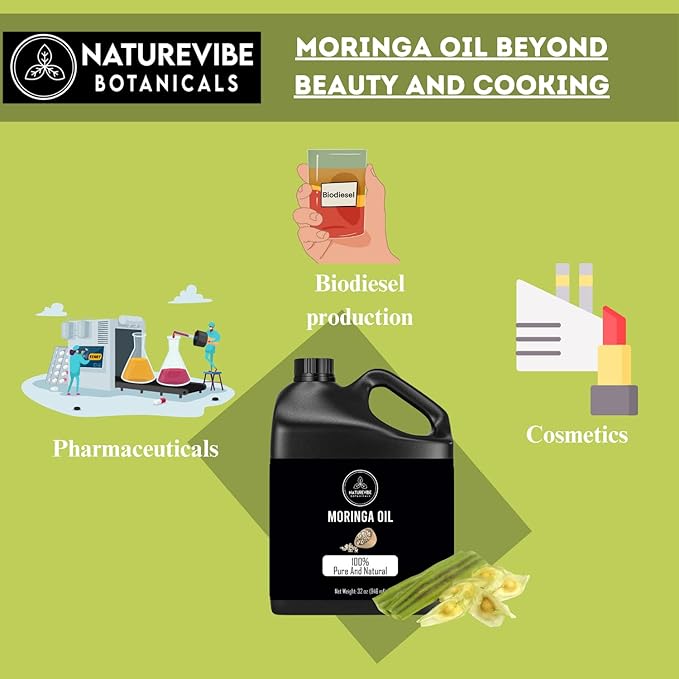 Naturevibe Botanicals Jojoba Oil 32oz and Moringa Seed Oil 32oz | Oil Combo