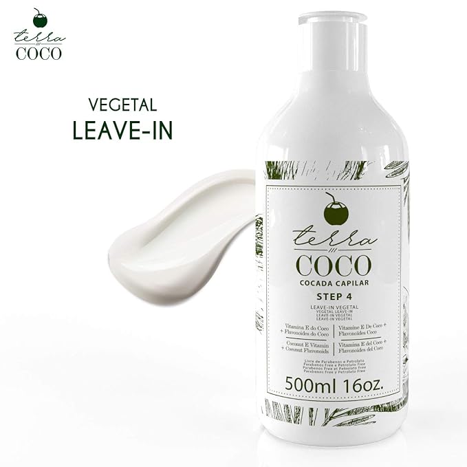 Terra Coco Cocada Capilar | Vegan | Moisturizes and Nourishes Leave-in | Ideal for Extremely Dry and Worn Hair Damaged by Sun or Chemicals| Removes Dead Cells | 16.0 Oz