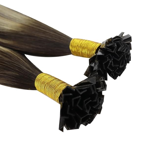 YoungSee Ombre Ktip Hair Extensions Balayage Brown Ombre Blonde K Tip Extensions Ombre 18In 50s/50g Silky Straight